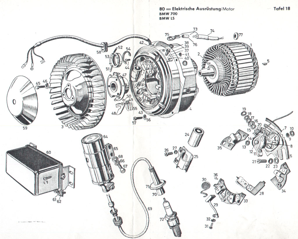 [Explosionszeichnung BMW 700 Elektrik, Motor]