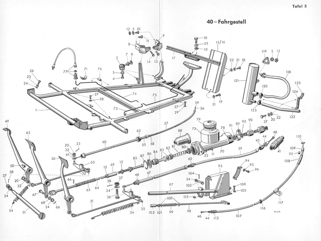 [Explosionszeichnung BMW Isetta Standard - Fahrgestell]